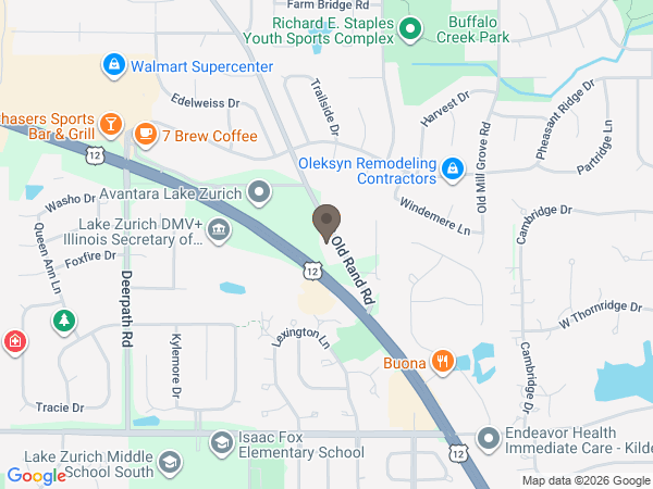 Map showing location of Davenport Family Funeral Home: Lake Zurich