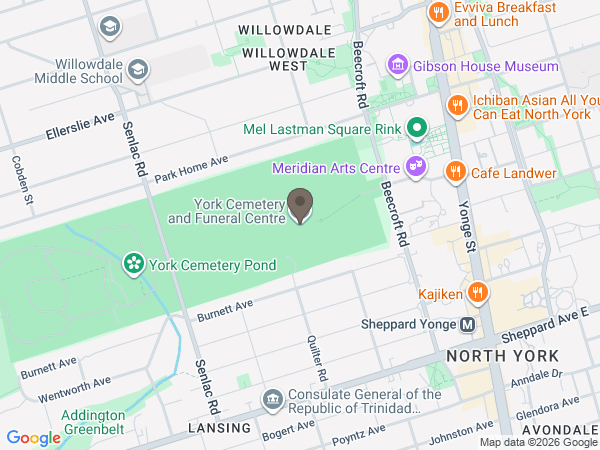 Map showing location of York Cemetery