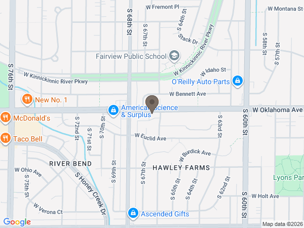 Map showing location of Heritage Funeral Home - Milwaukee