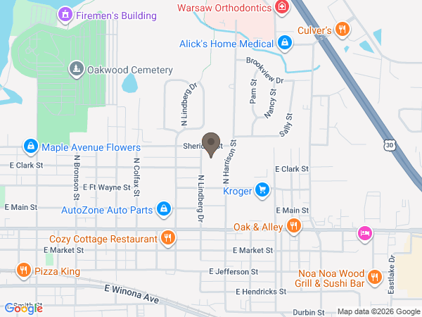 Map showing location of Titus Funeral Home
