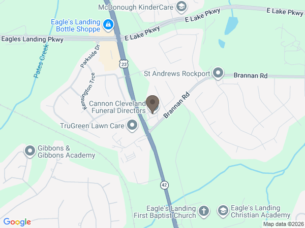 Map showing location of Cannon-Cleveland Funeral