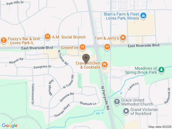 Map showing location of Cremation Society of Illinois: Rockford