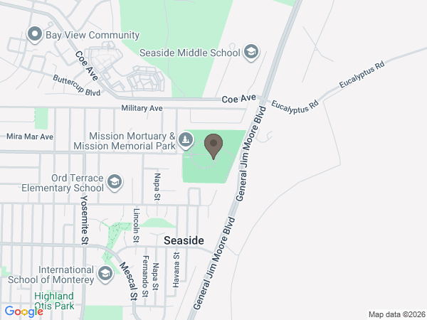 Map showing location of Mission Mortuary & Memorial Park: Seaside