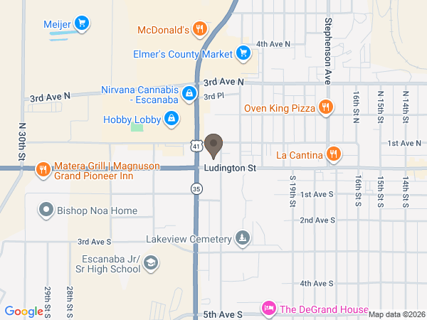 Map showing location of Anderson Funeral Homes