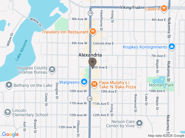 Map showing location of Anderson's on Broadway