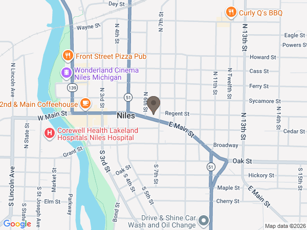 Map showing location of Halbritter-Wickens Funeral Home