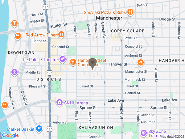 Map showing location of Phaneuf Funeral Home & Crematory : Manchester
