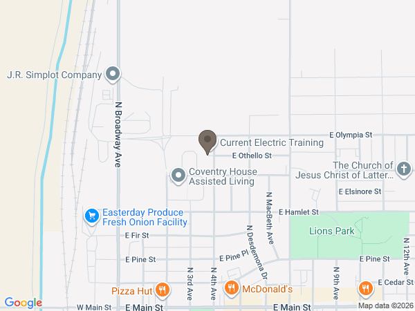 Map showing location of Stevens Funeral Chapel