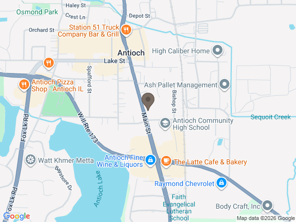 Map showing location of Strang Funeral Home