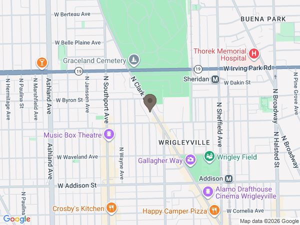 Map showing location of Cremation Society of Illinois: Clark St