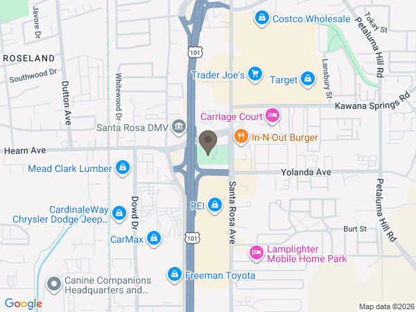 Map showing location of Chapel of the Chimes: Santa Rosa