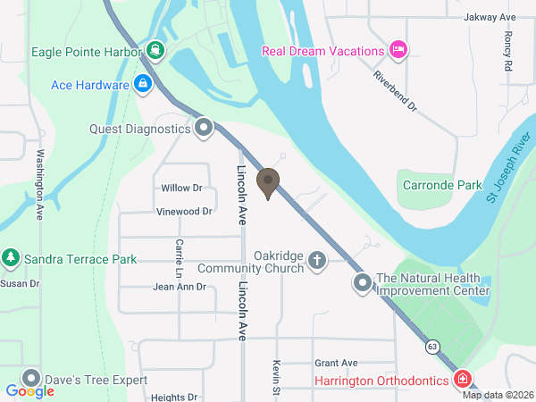 Map showing location of Starks & Menchinger Chapel & Cremation Services