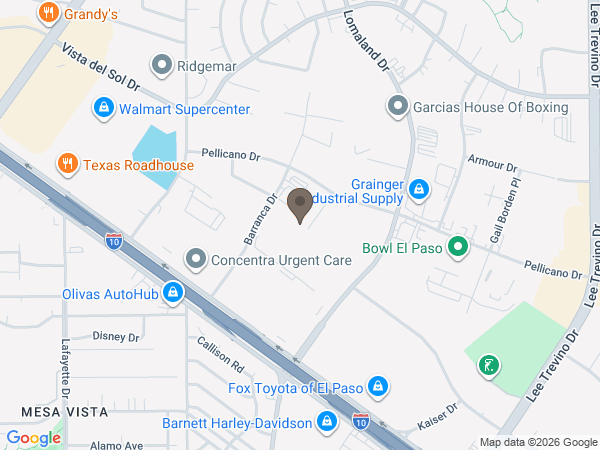 Map showing location of San Jose Funeral Home: East