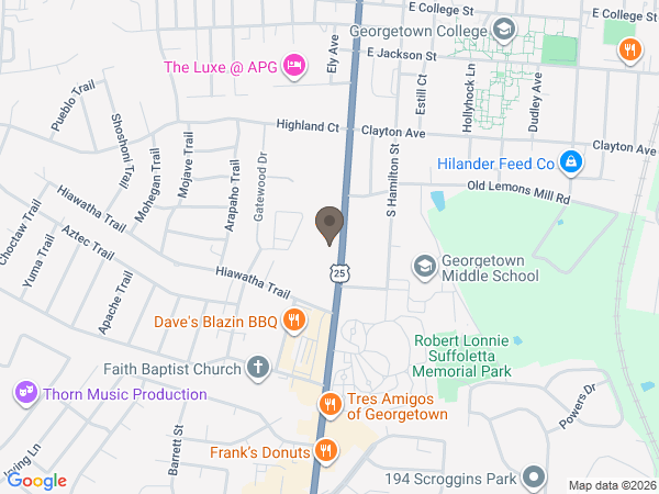 Map showing location of Johnson's Funeral Home Grant Bolt