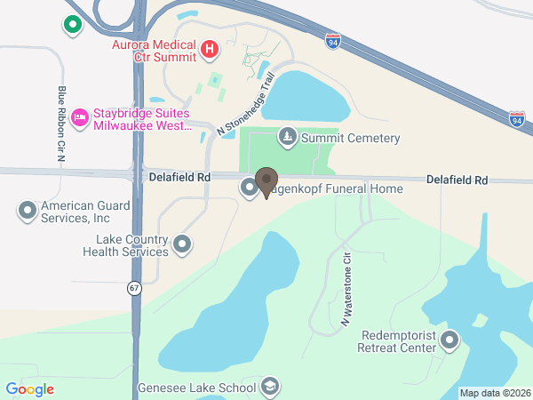 Map showing location of Pagenkopf Funeral Home