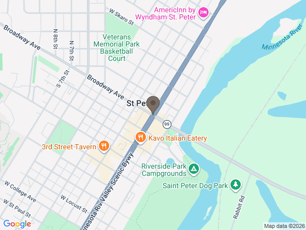 Map showing location of St. Peter Funeral Home