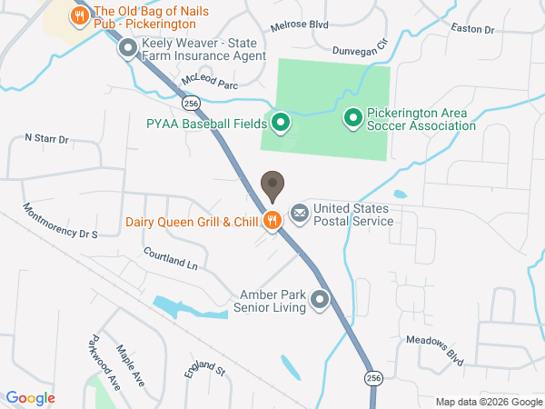 Map showing location of Dwayne R. Spence Funeral Home: Pickerington