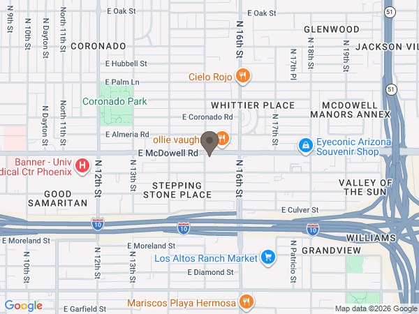 Map showing location of Samaritan Funeral Home