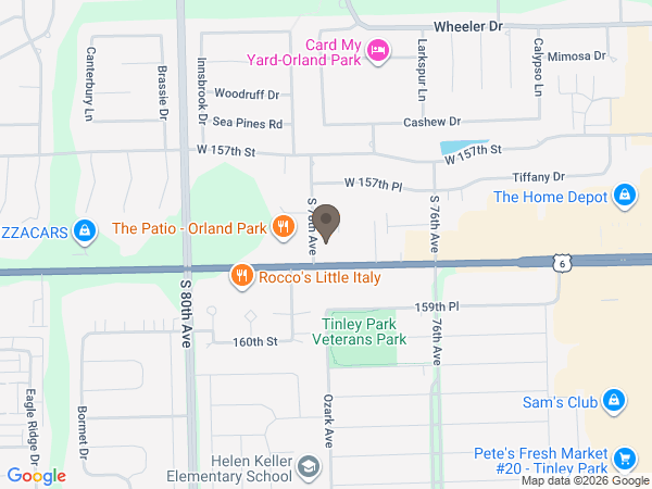 Map showing location of Lawn Funeral Home