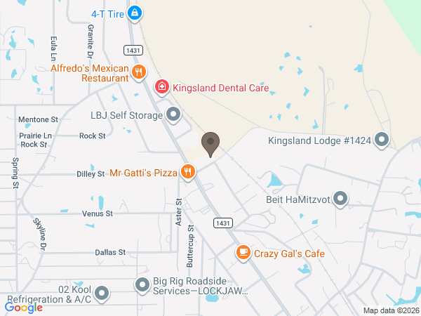 Map showing location of Harrell Funeral Home: Kingsland