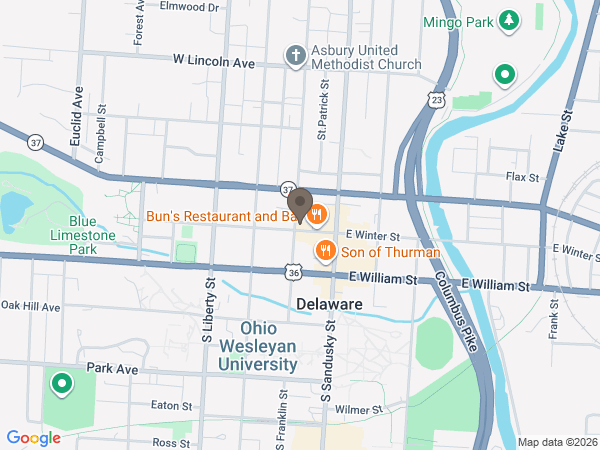 Map showing location of Robinson Funeral Home	