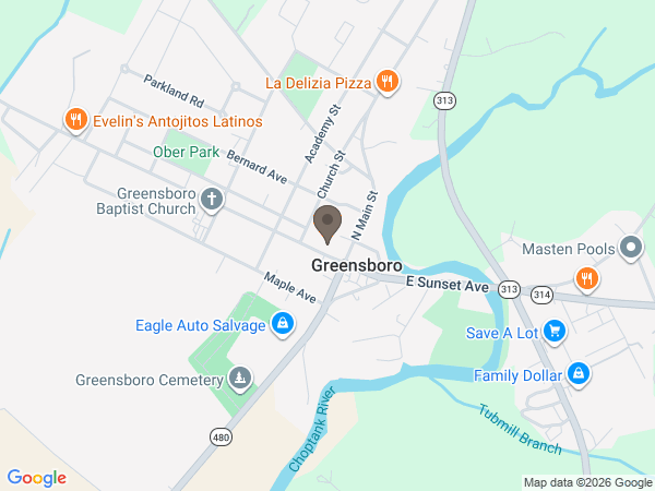 Map showing location of Fleegle and Helfenbein Funeral Home