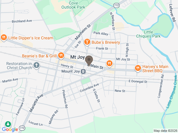 Map showing location of Sheetz Funeral Home