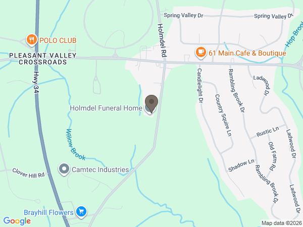 Map showing location of Holmdel Funeral Home