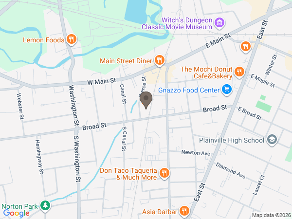 Map showing location of Plainville Funeral Home