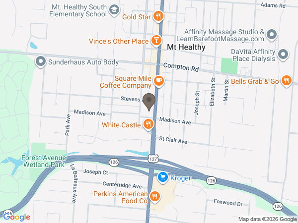 Map showing location of Paul R Young Funeral Home