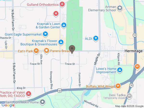 Map showing location of John Flynn Funeral Home