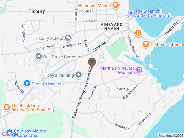 Map showing location of Chapman Funerals Martha's Vineyard