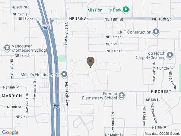 Map showing location of Evergreen Memorial Gardens