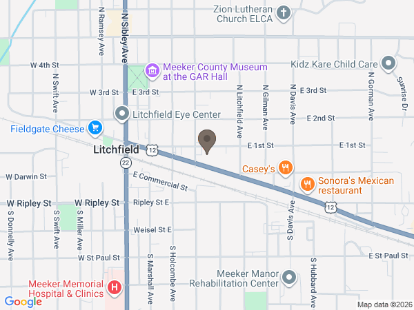 Map showing location of Ertl Funeral Home