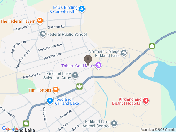 Map showing location of Timiskaming Funeral Cooperative
