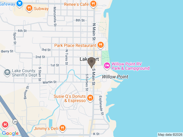 Map showing location of jonesmortuarylakeport.com