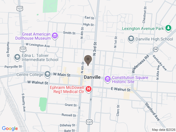 Map showing location of Stith Funeral Home