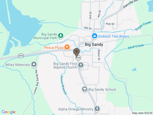 Map showing location of Stockdale-Malin Funeral Home: Big Sandy