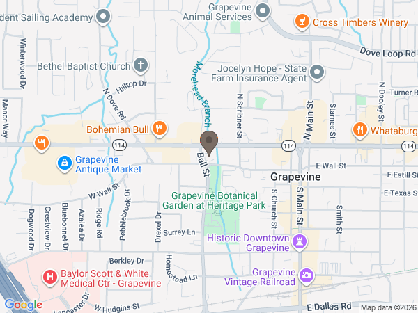 Map showing location of Lucas Funeral Home: Grapevine