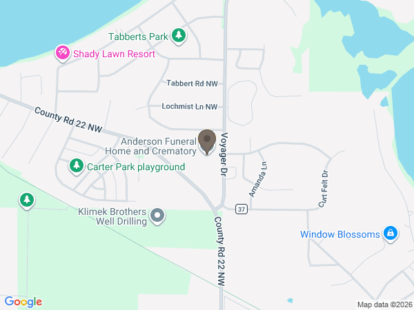 Map showing location of Anderson Funeral Home & Crematory