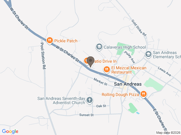Map showing location of San Andreas Memorial Chapel