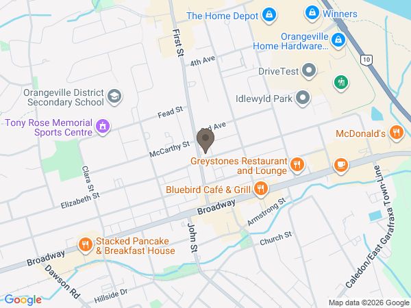 Map showing location of Dods and McNair Funeral Home