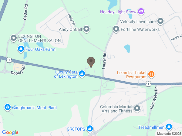 Map showing location of Thompson Funeral Home: Lexington