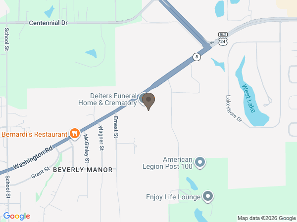 Map showing location of Deiters Funeral Home