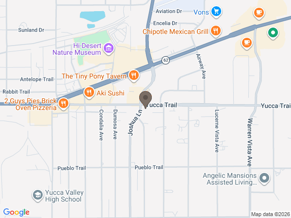 Map showing location of Wiefels Cremation and Funeral Services: Yucca Valley