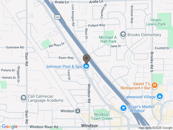 Map showing location of Windsor Healdsburg Mortuary