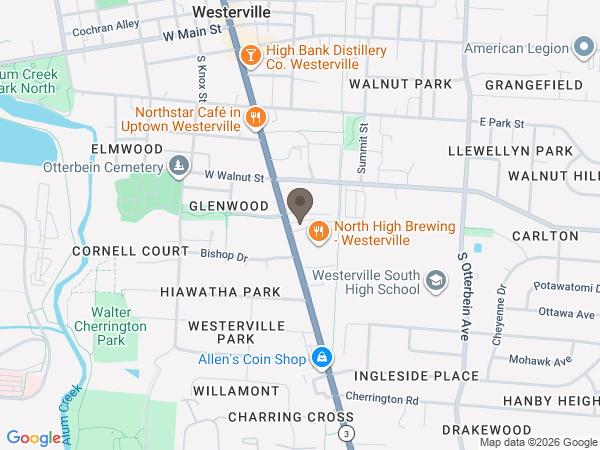 Map showing location of Hill Funeral Home