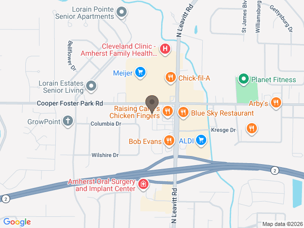 Map showing location of Dovin and Reber Jones Funeral & Cremation Center