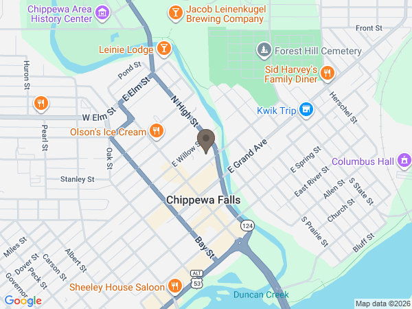 Map showing location of Pedersen-Volker Funeral Chapel & Cremation Service