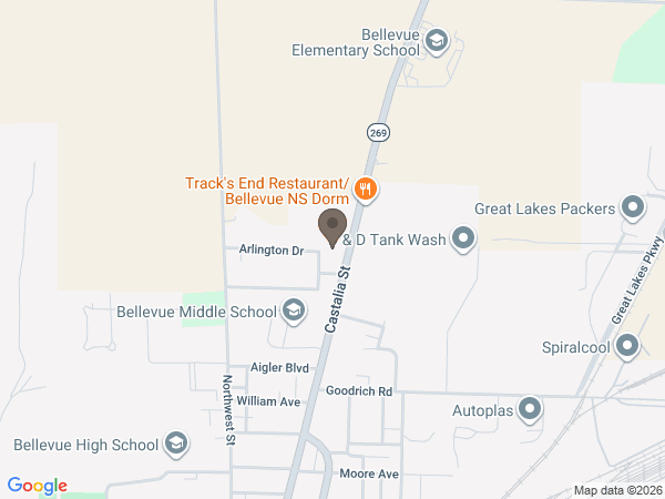 Map showing location of Auxter Funeral Homes: Bellevue